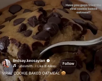 Chocolate Chip Cookie Baked Oatmeal