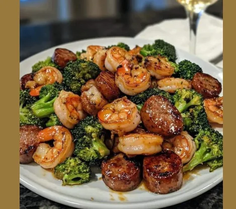 Honey Garlic Shrimp, Sausage & Broccoli