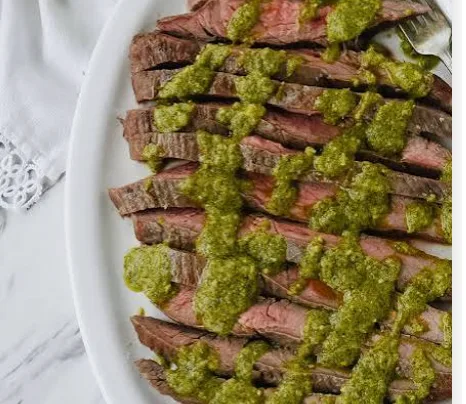 Grilled New York Strip with Basil Pesto