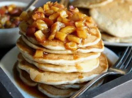 Spiced Almond Flour Pancakes with Stewed Apples