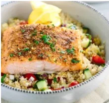 Mediterranean Salmon with Vegetable Quinoa