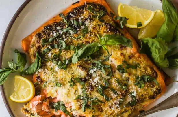 Keto Parmesan Herb Crusted Salmon