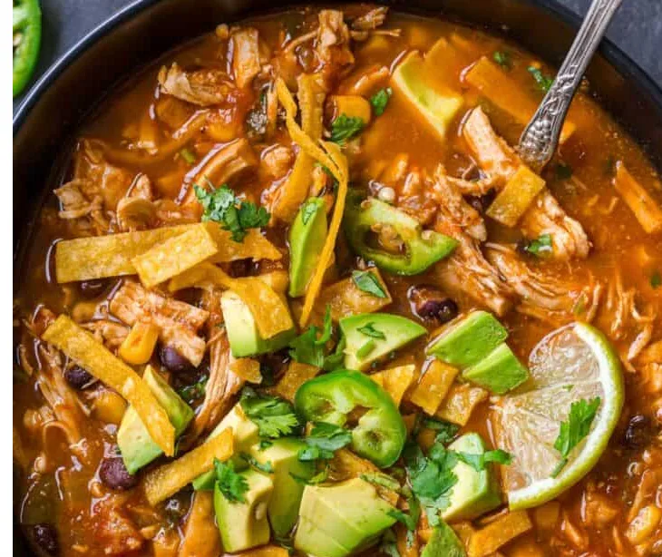 Chicken Tortilla Soup with Homemade Strips