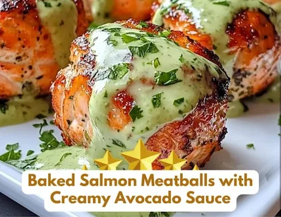 Baked Salmon Meatballs with Creamy Avocado Sauce